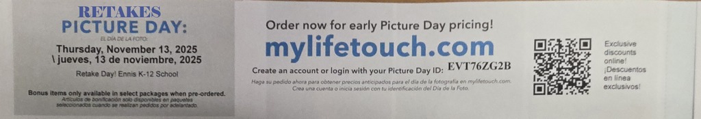 Picture Retake Online Ordering Information