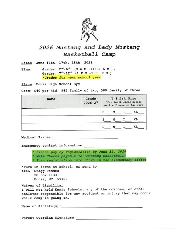 2026 Mustang and Lady Mustang Basketball Camp