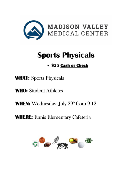 Madison Valley Medical Center Sports Physicals
