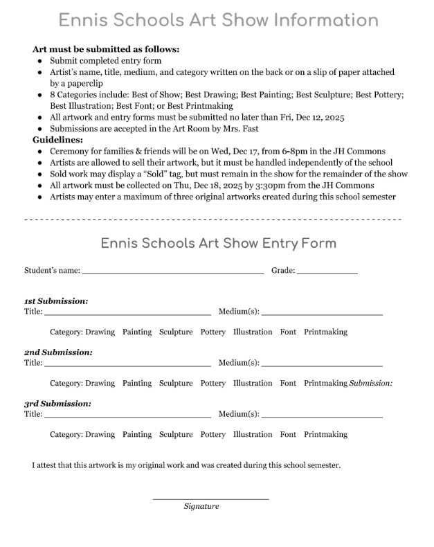 Art Show Entry Form