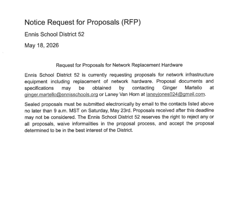 Notice Request for Proposals