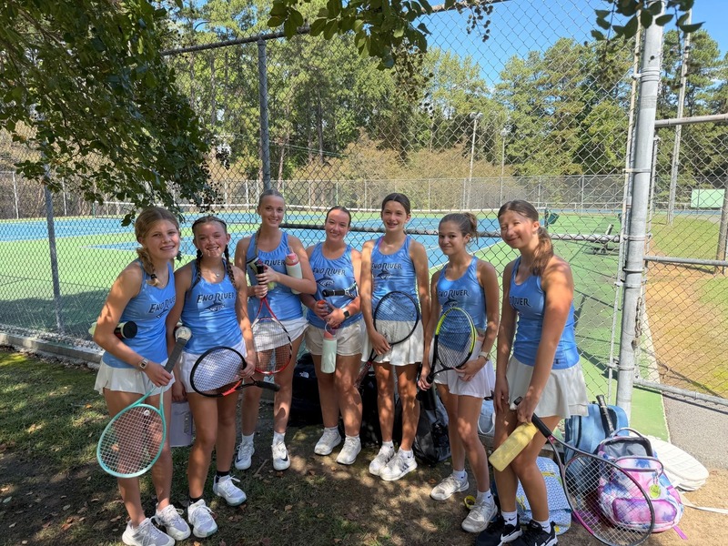 Middle school girls tennis team group photo