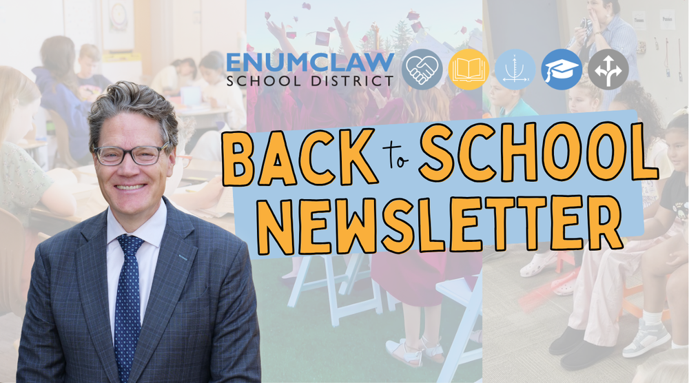 Back to school newsletter with a photo of Dr. Wenzel and the ESD logo