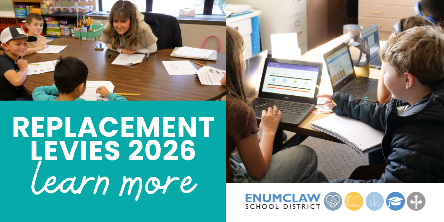 Replacement Levies 2026 Learn more with photos of students learning on chromebooks and from instructional staff