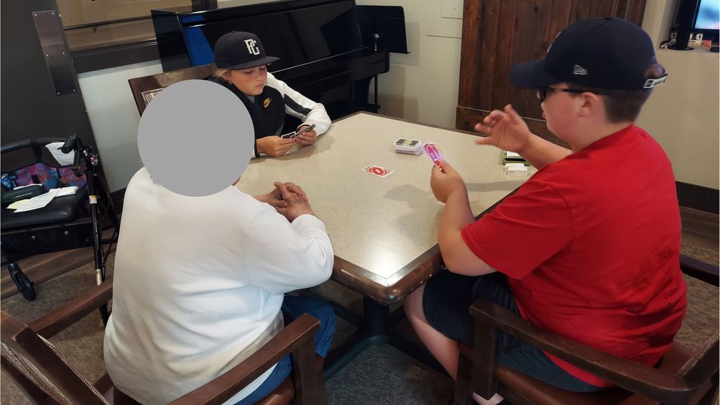 EMS Students playing games with High Point Residents