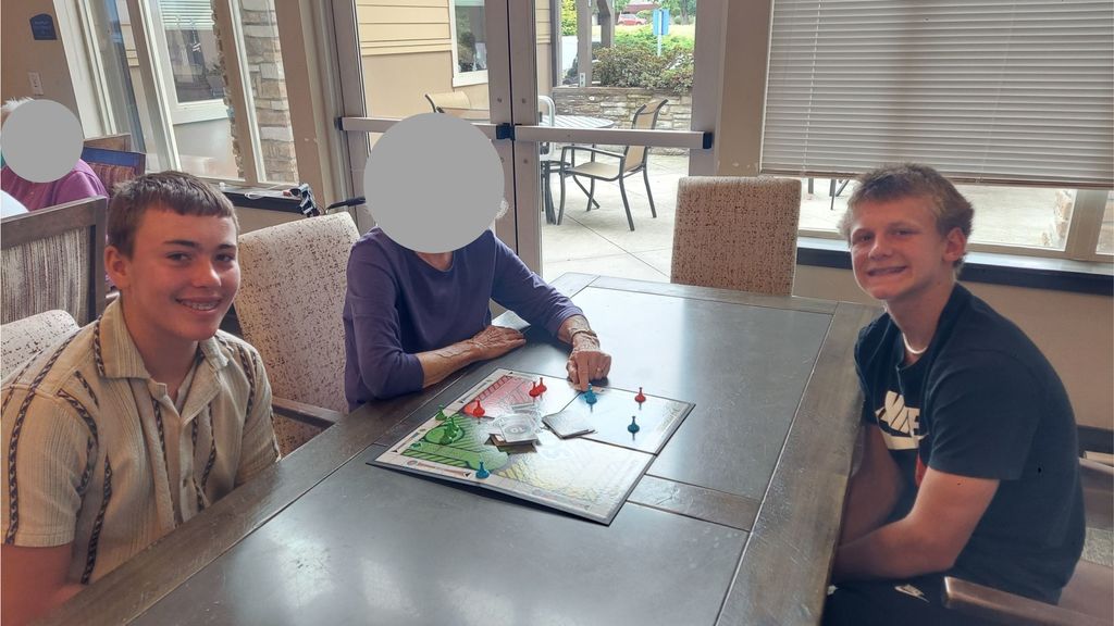 EMS Students playing games with High Point Residents