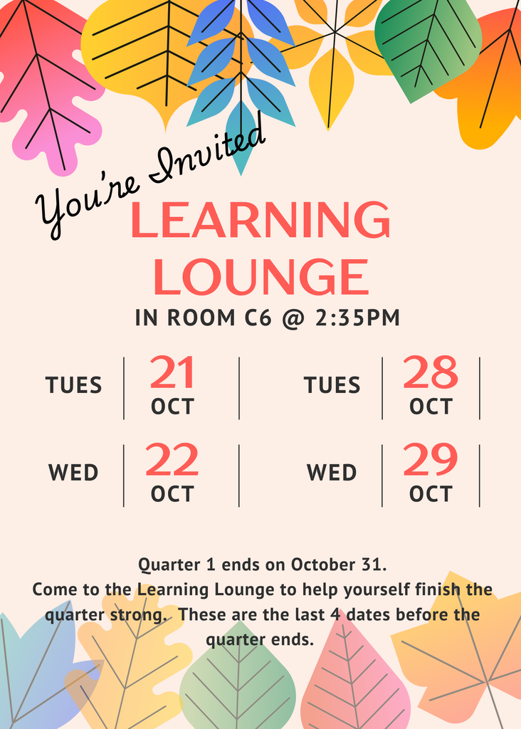 Learning Lounge October Dates
