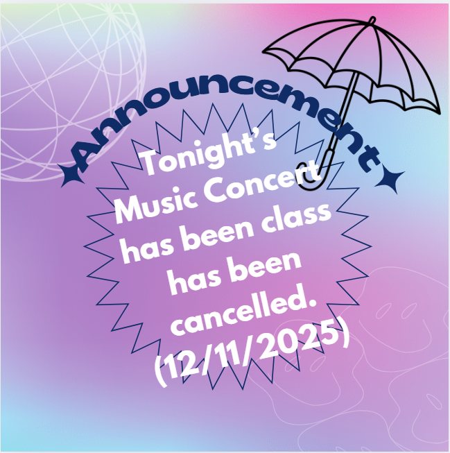 Music Concert Cancelled tonight 12/11/25