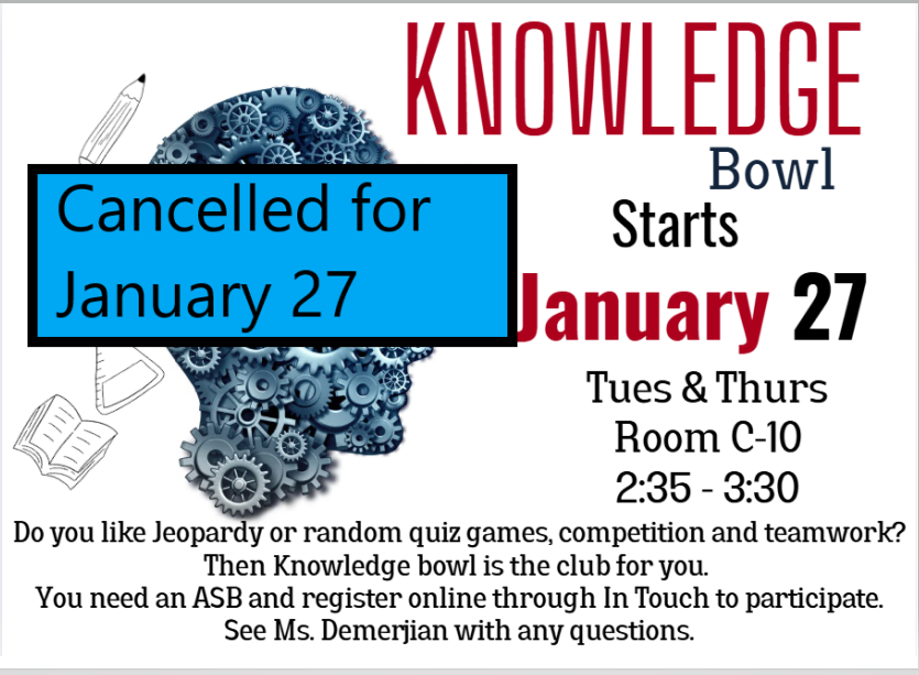 EMS Knowledge Bowl Cancelled for 1/27