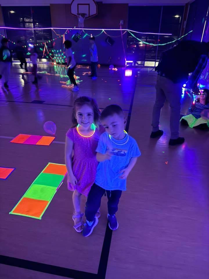 Students dancing at the Glow Dance