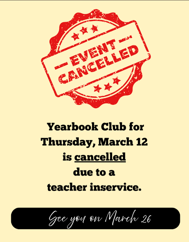Yearbook Cancelled for March 12th