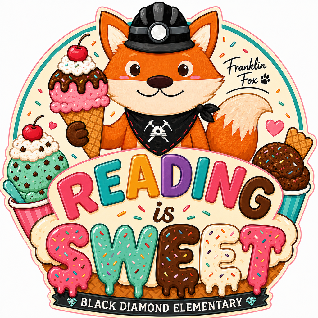 Franklin Fox with ice cream and reading logo