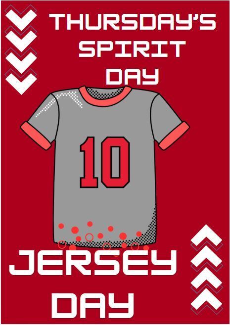 Thursday Spirit Day is Jersey Day