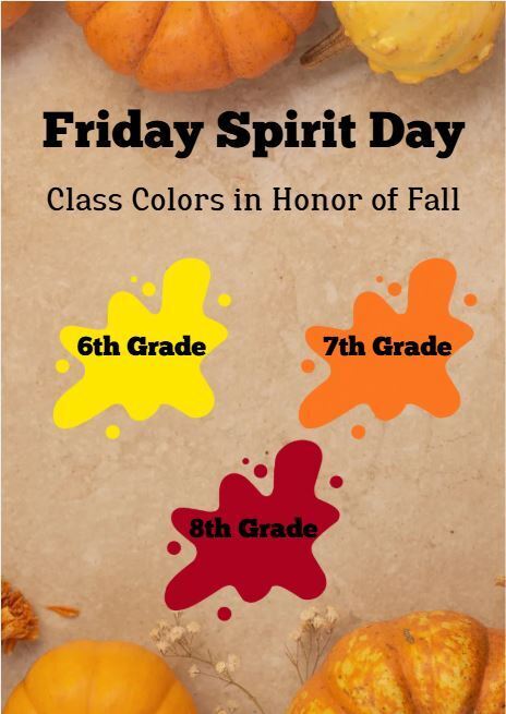 Friday Spirit Day: Class Colors for Fall