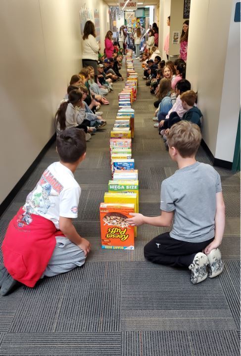 ready to knock down the cereal box dominoes
