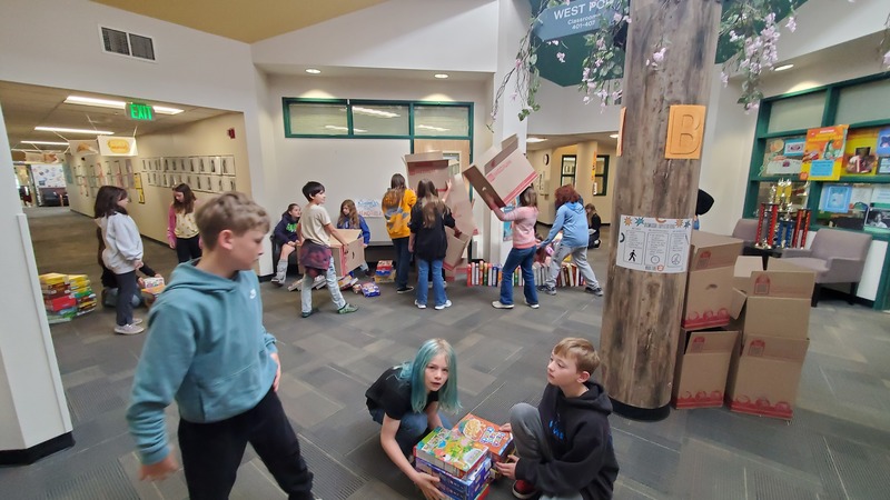 packing up the cereal boxes