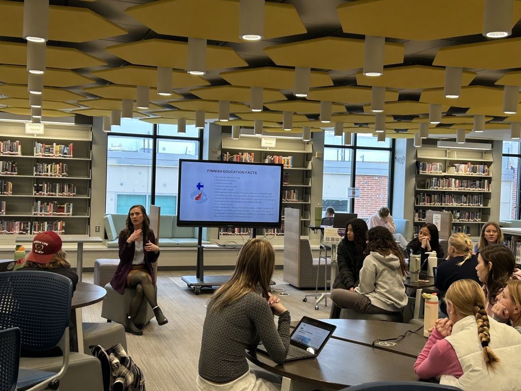 Students and teacher in the EHS media center