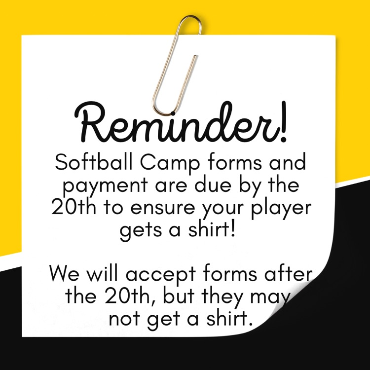 Softball Camp Reminder