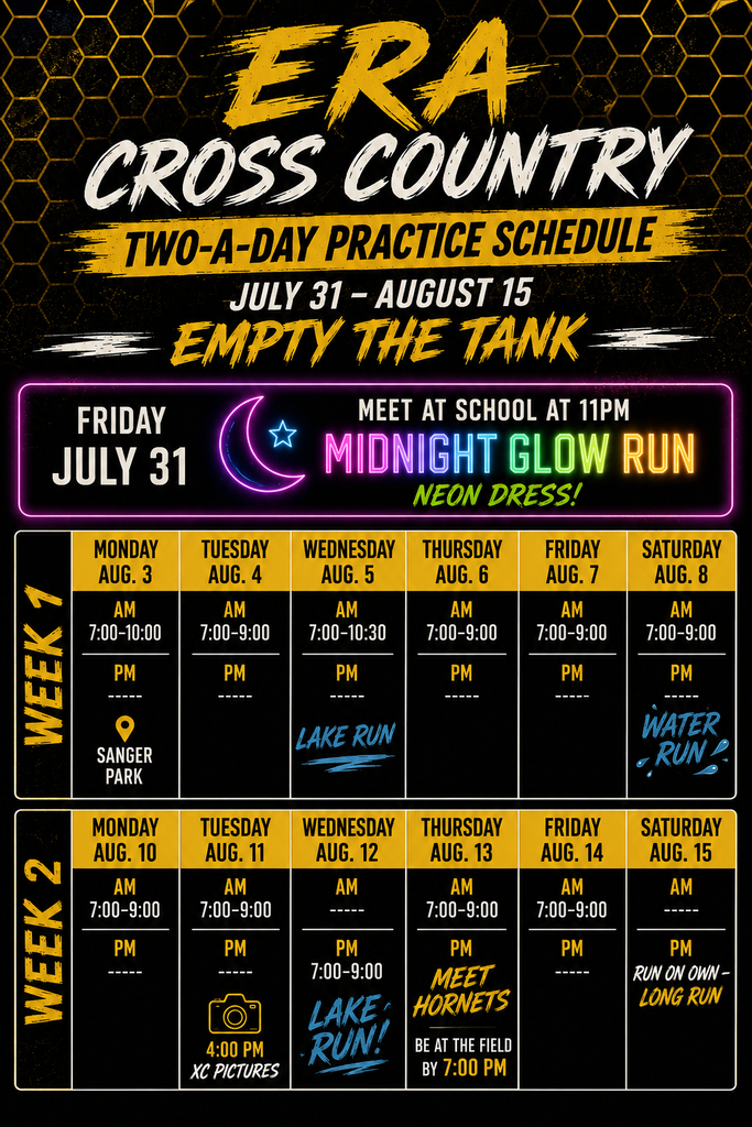 XC Two-A-Days Schedule