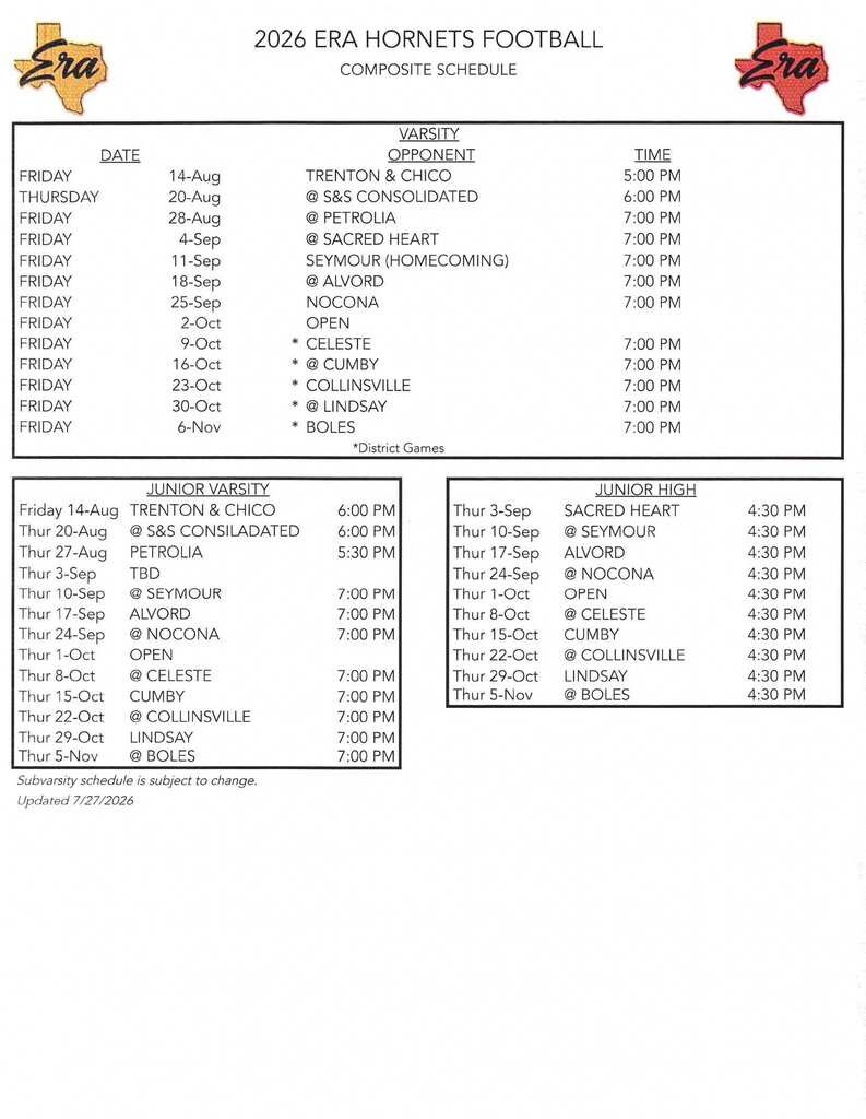 Composite Football Schedule