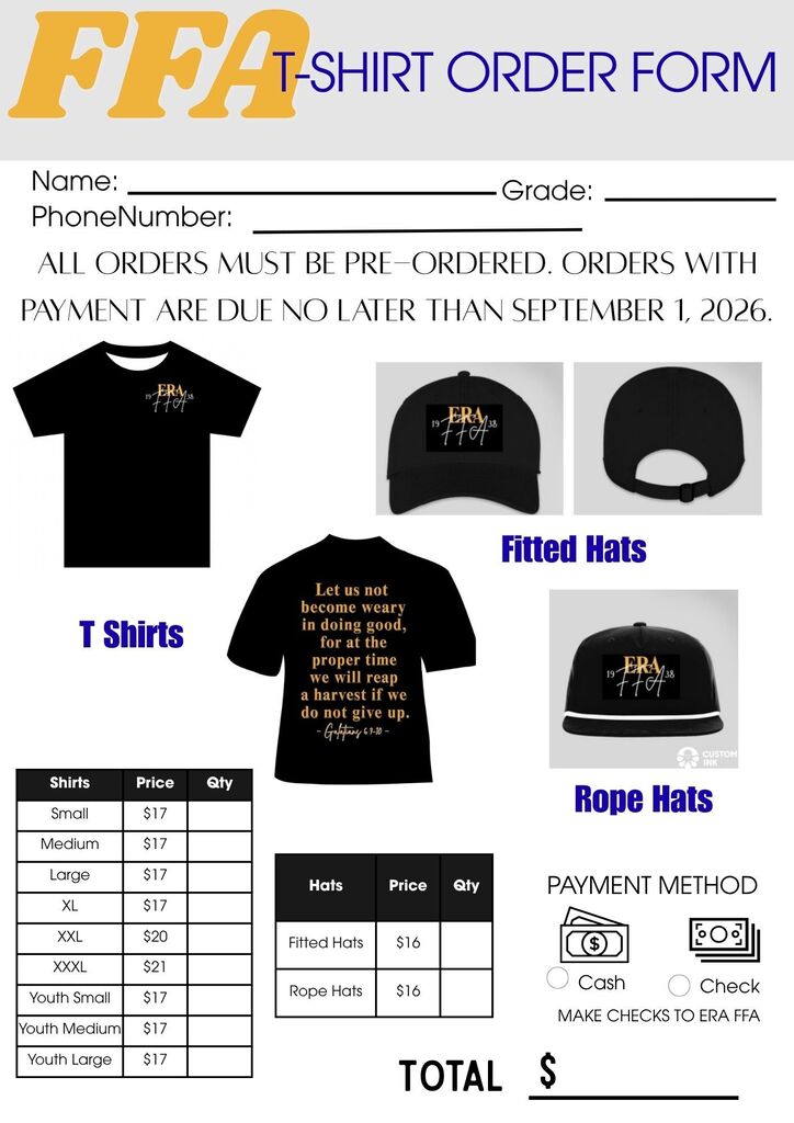 FFA T-shirt and Hat Orders are OPEN!