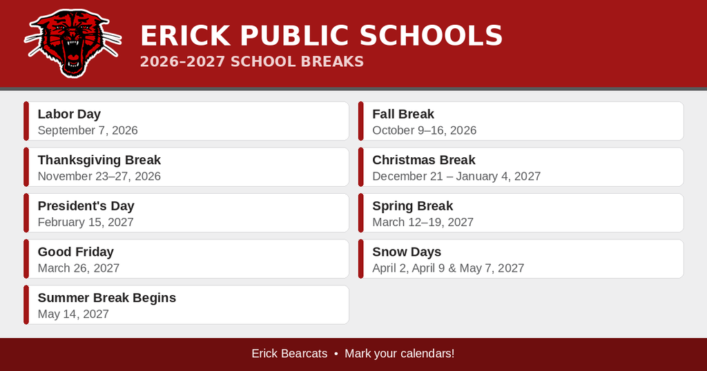 School Breaks 26-27