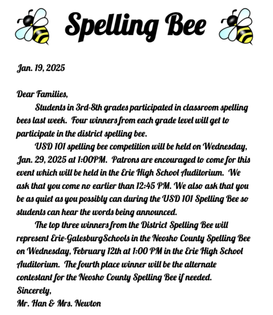 Spelling Bee Info Sheet