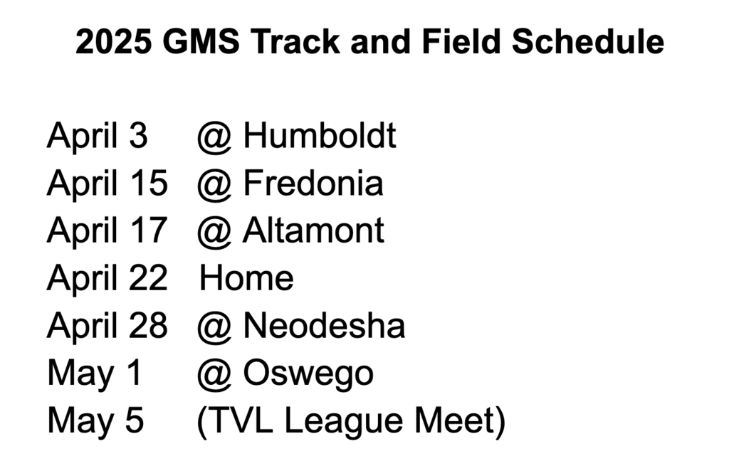 2025 Track Schedule