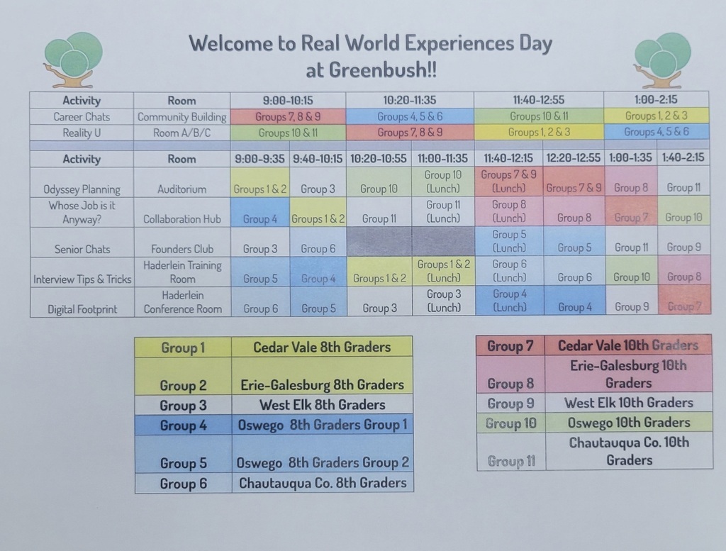 Real World Experiences Day Schedule