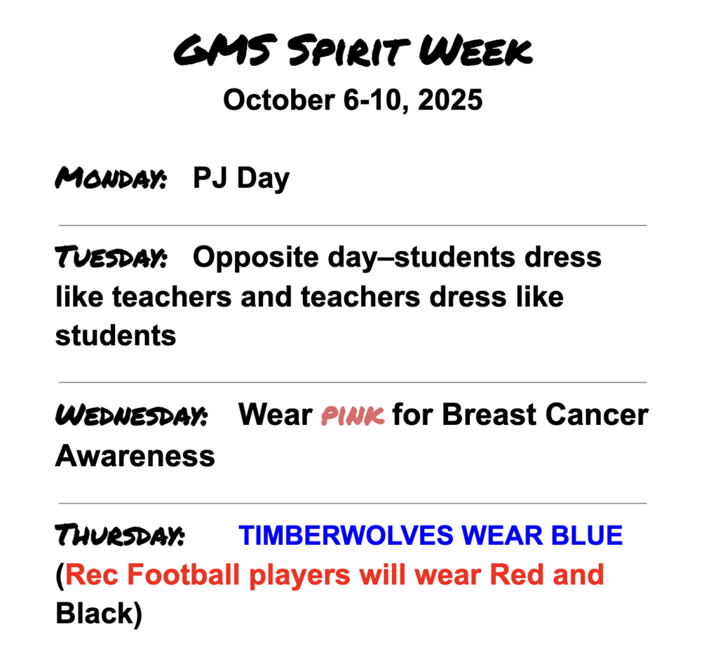 25 Fall Spirit Week