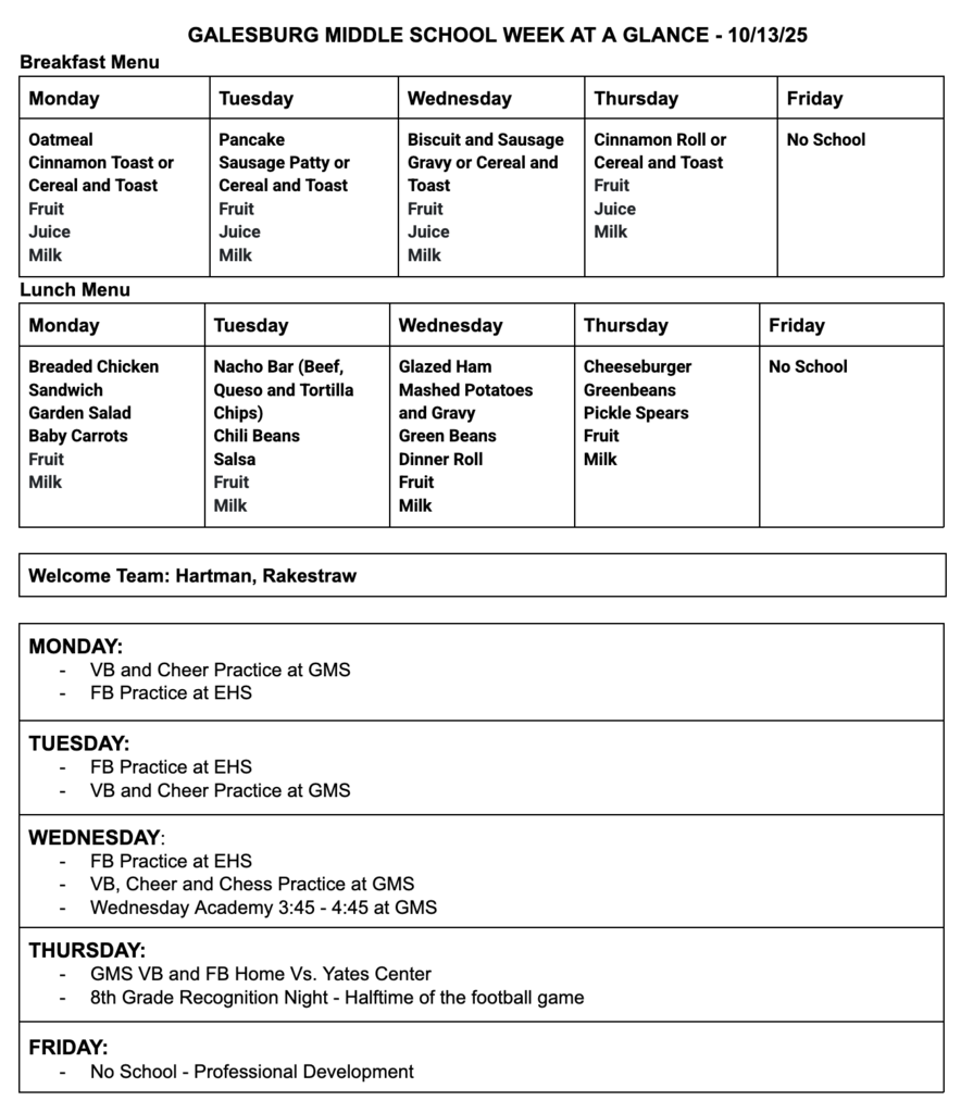 10/13/25 Week at a Glance