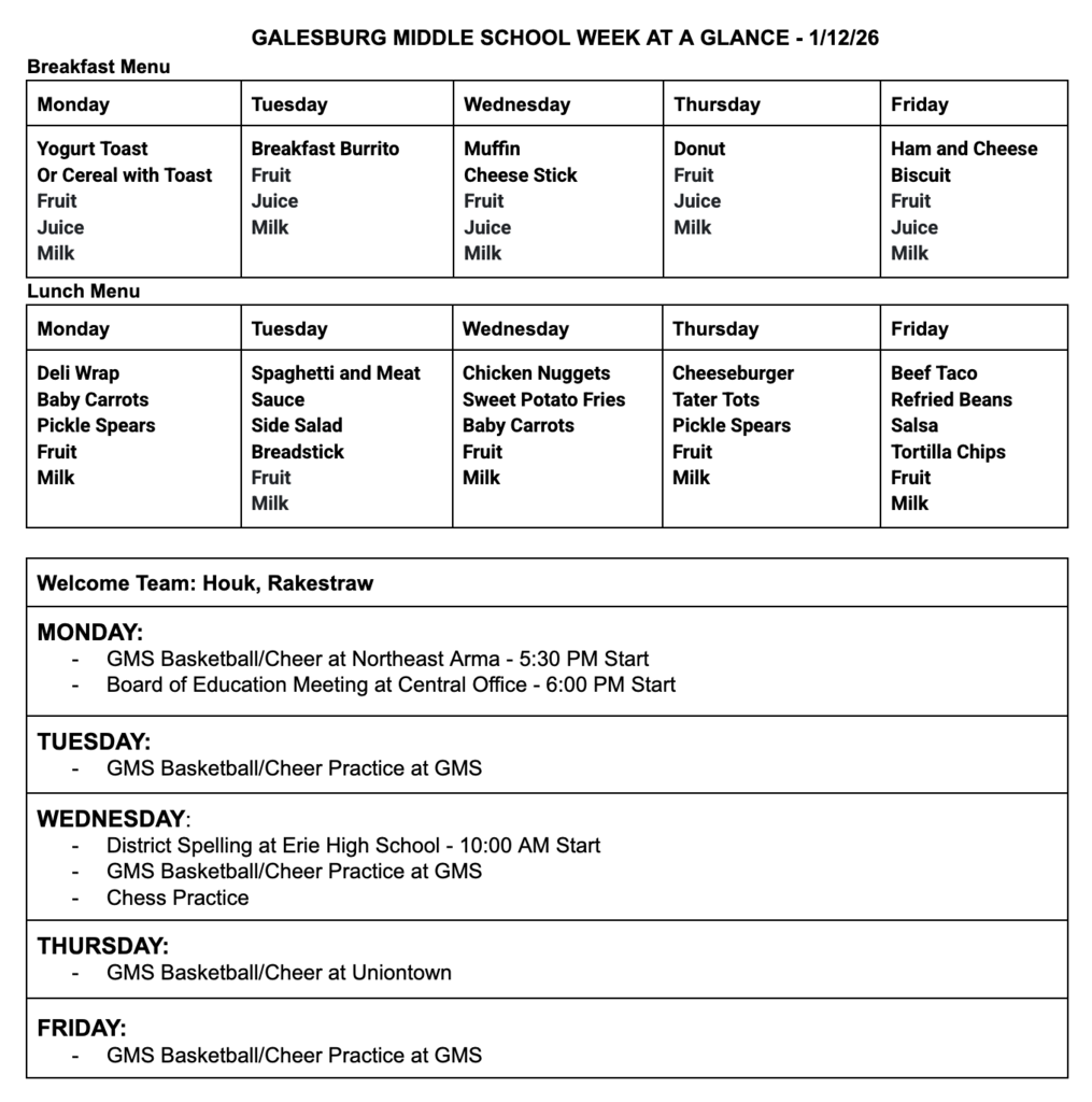 1/12/26 Week at a Glance