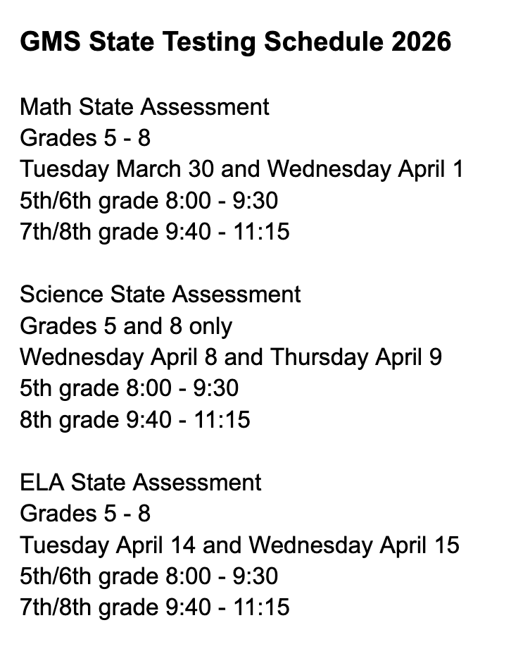 GMS State Assessment Info
