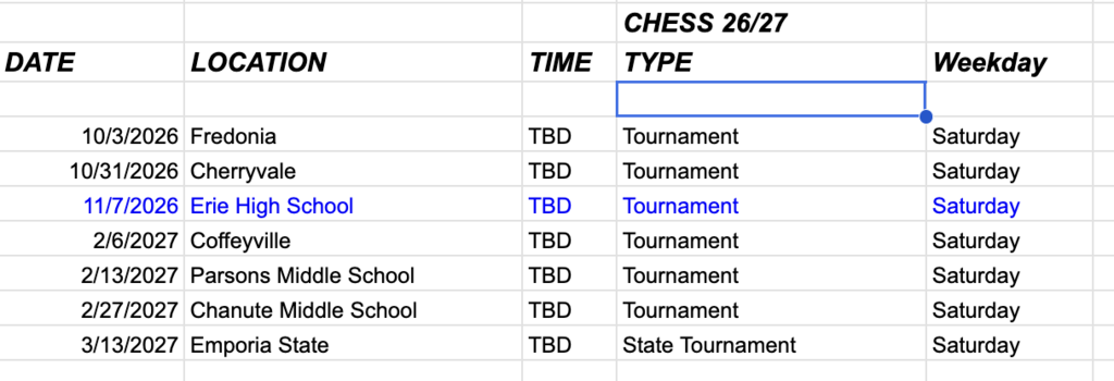 2026/2027 Chess