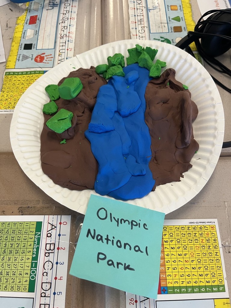 A model of the Olympic National Park that students made out of  clay.