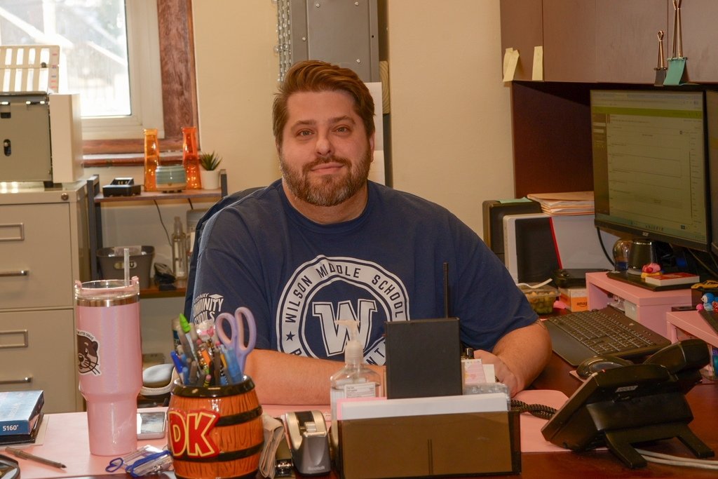 Mr. Danny at his desk.