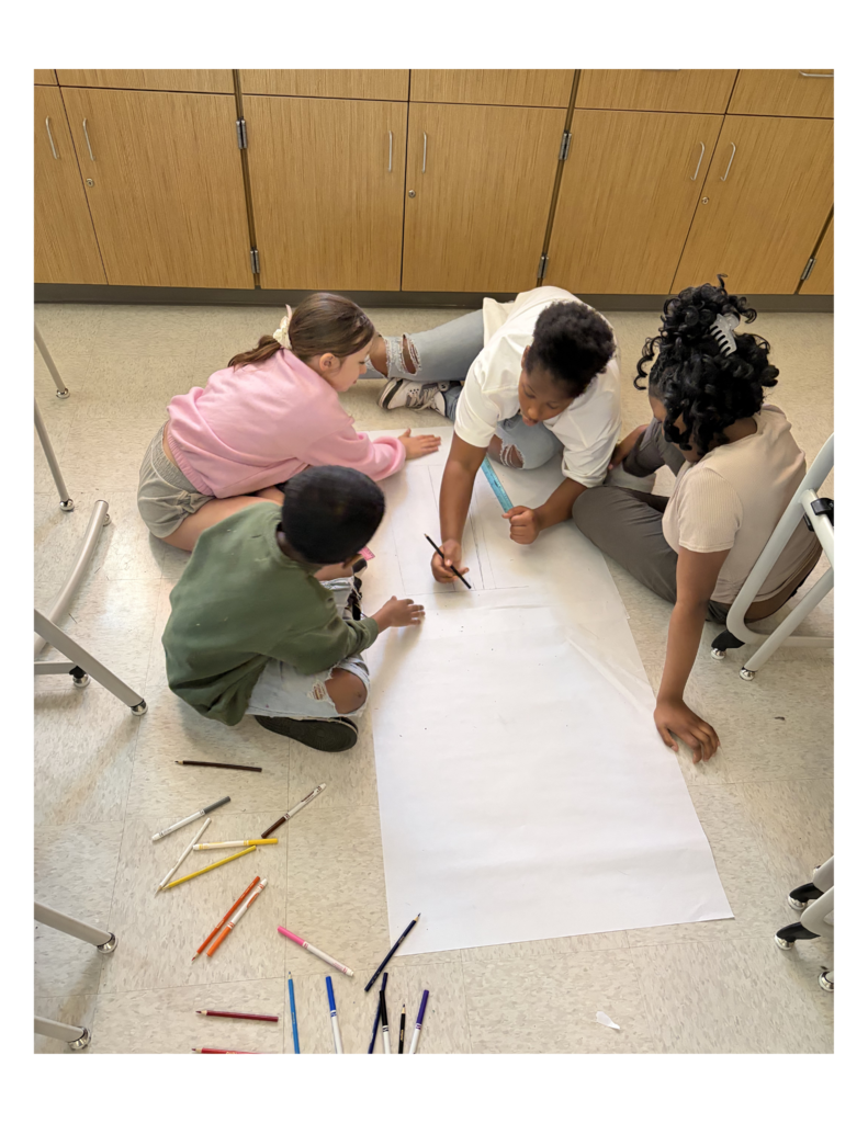 Students drawing Ichabod Crane.
