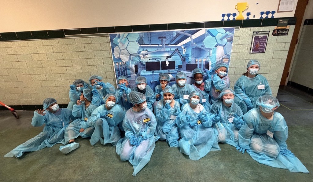 Second Graders Pretending to be Doctors in their Doctor Gear!