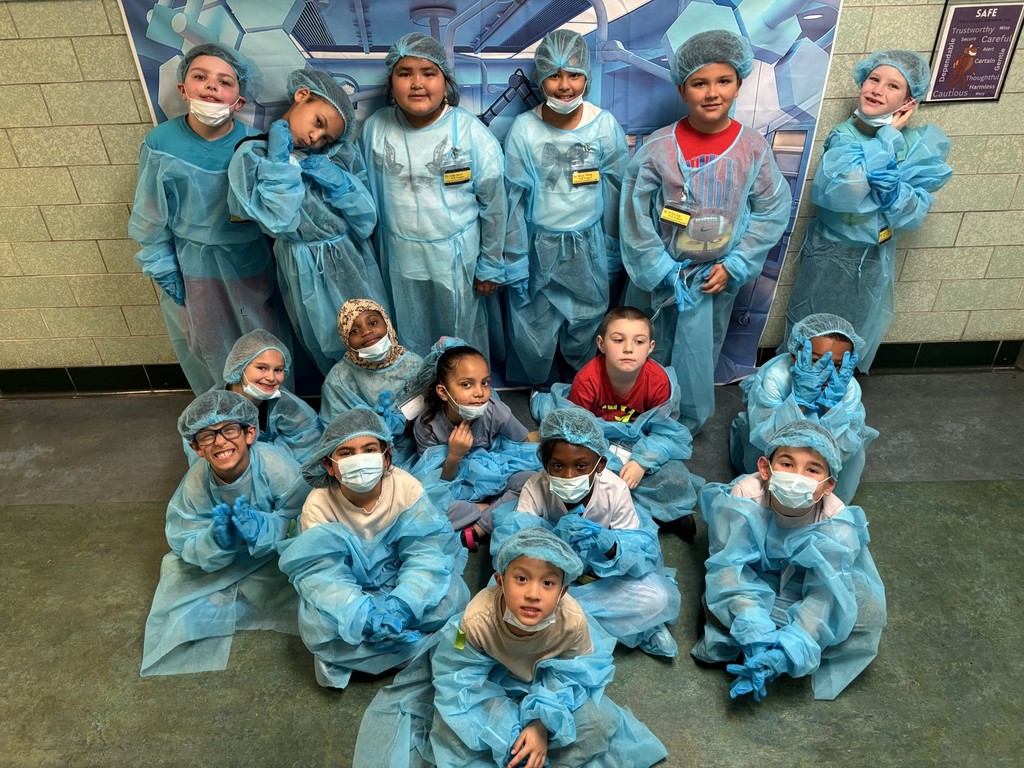 Second Graders Pretending to be Doctors in their Doctor Gear!