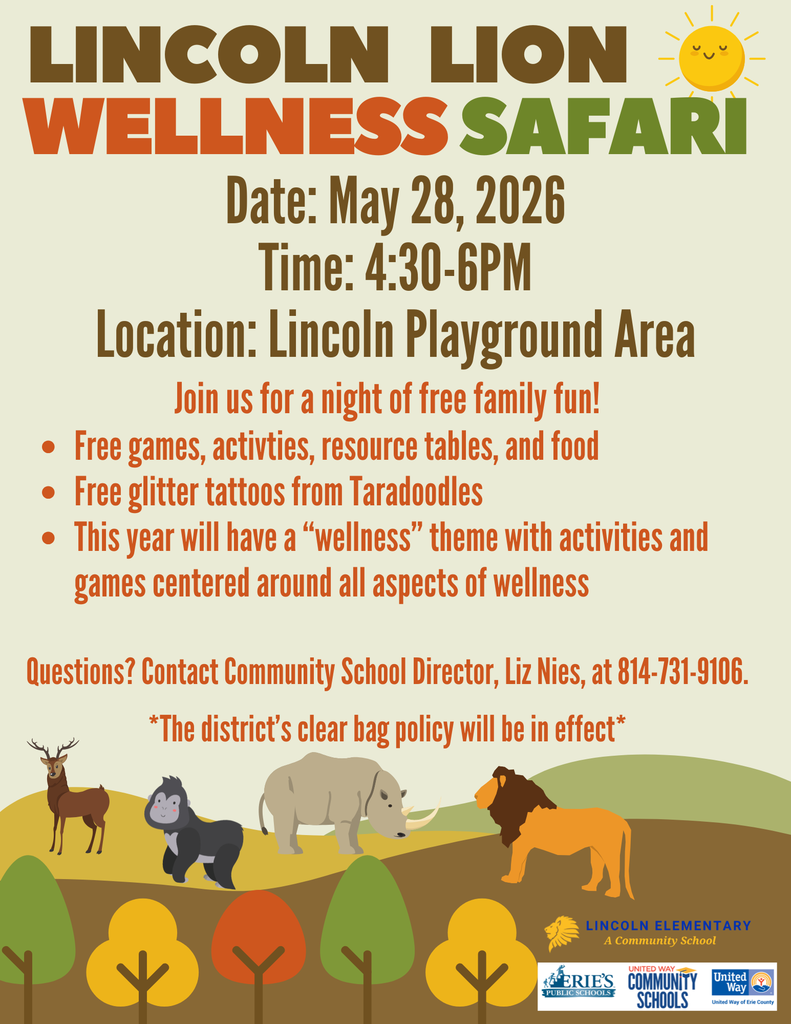 Flyer for Lincoln Lion Wellness Safari Date: May 28, 2026 4:30-6pm on Lincoln's Playground Area