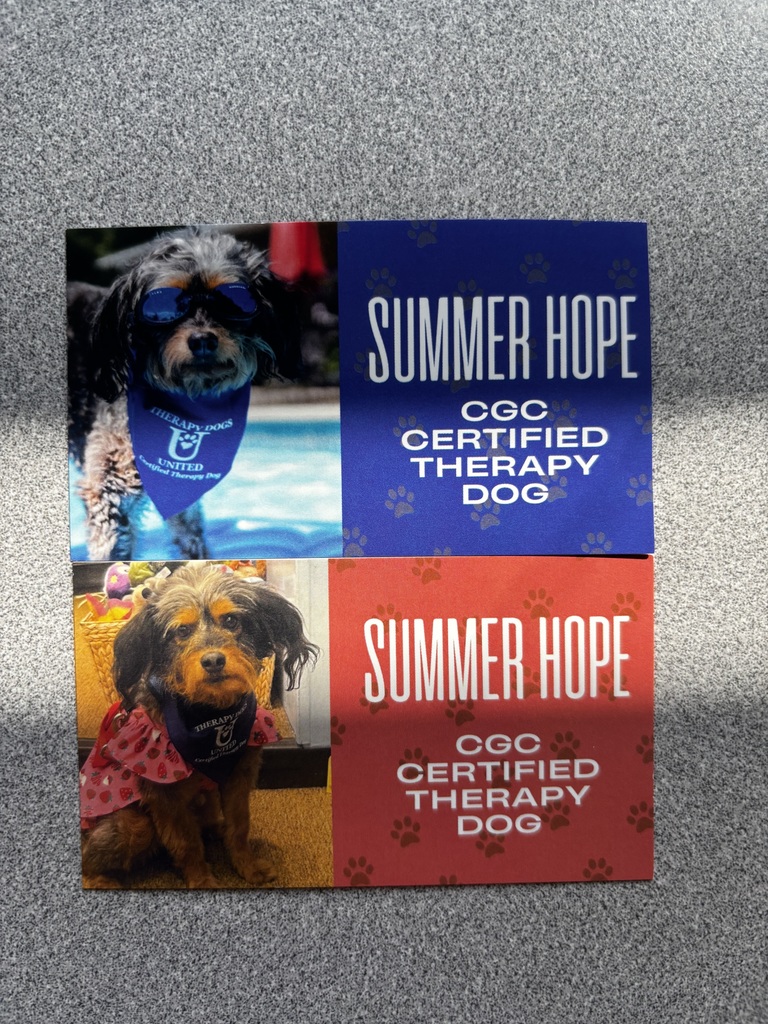 business card of therapy dog summer hope 