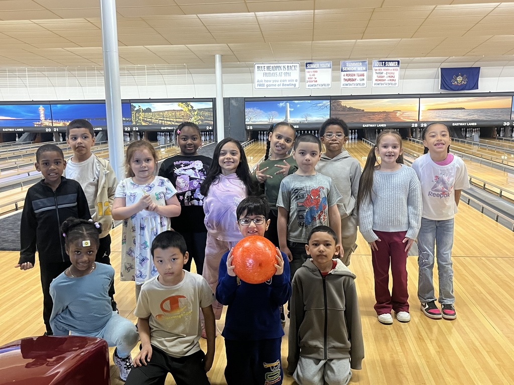 group picture of students who went bowling today at the bowling alley!