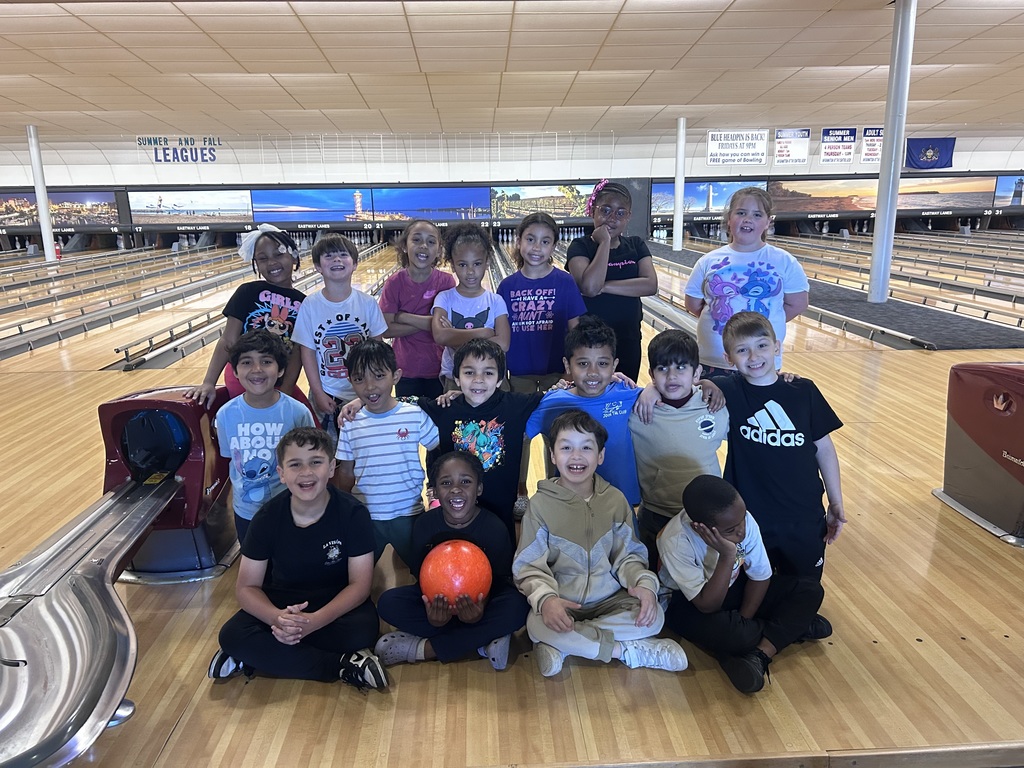 group picture of students who went bowling today at the bowling alley!