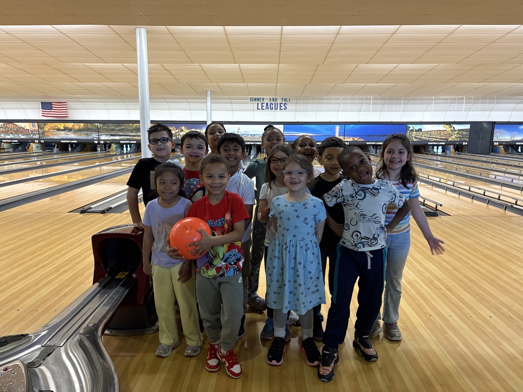 group picture of students who went bowling today at the bowling alley!
