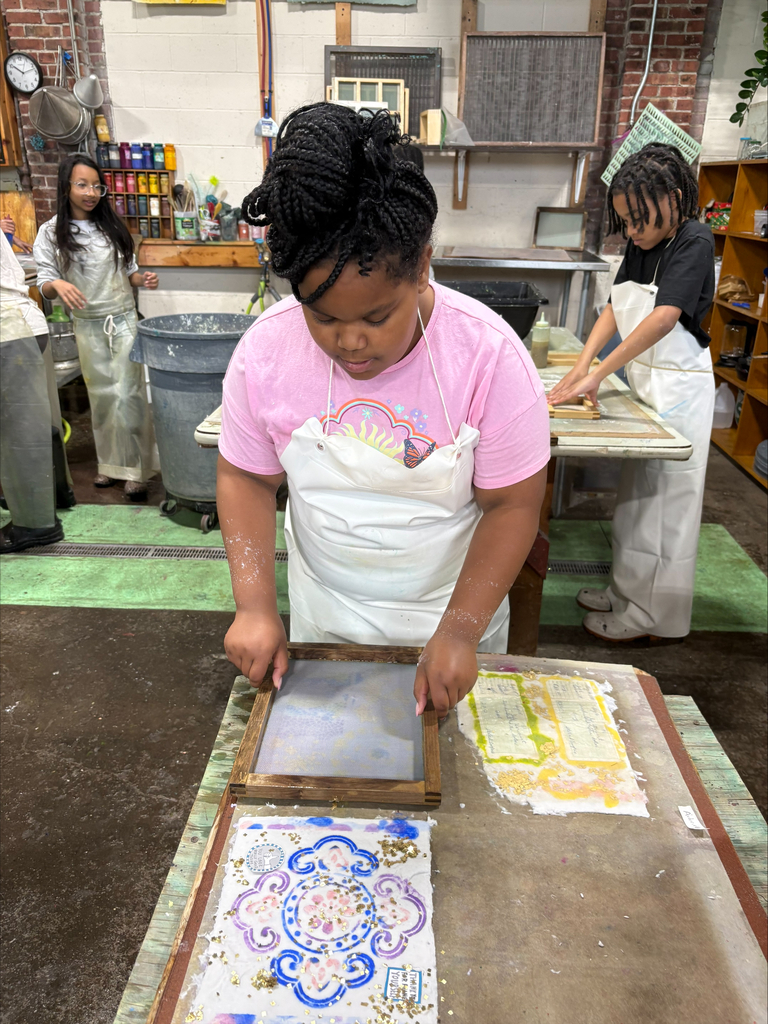 Student working on printmaking