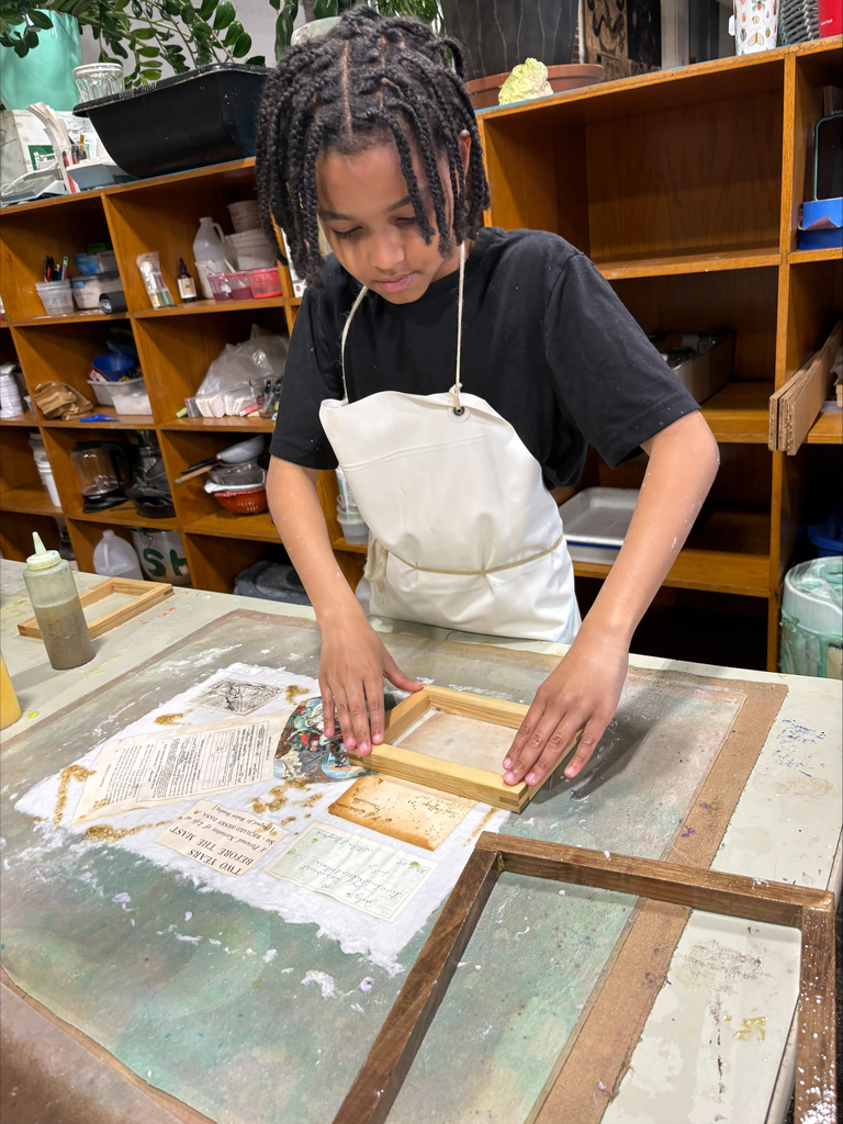 Student working on printmaking