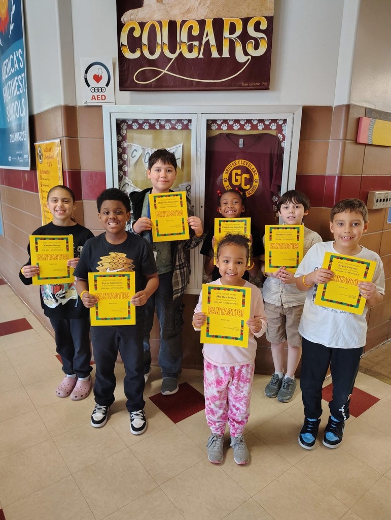 Picture of 7 students with Cool Cougar certificates
