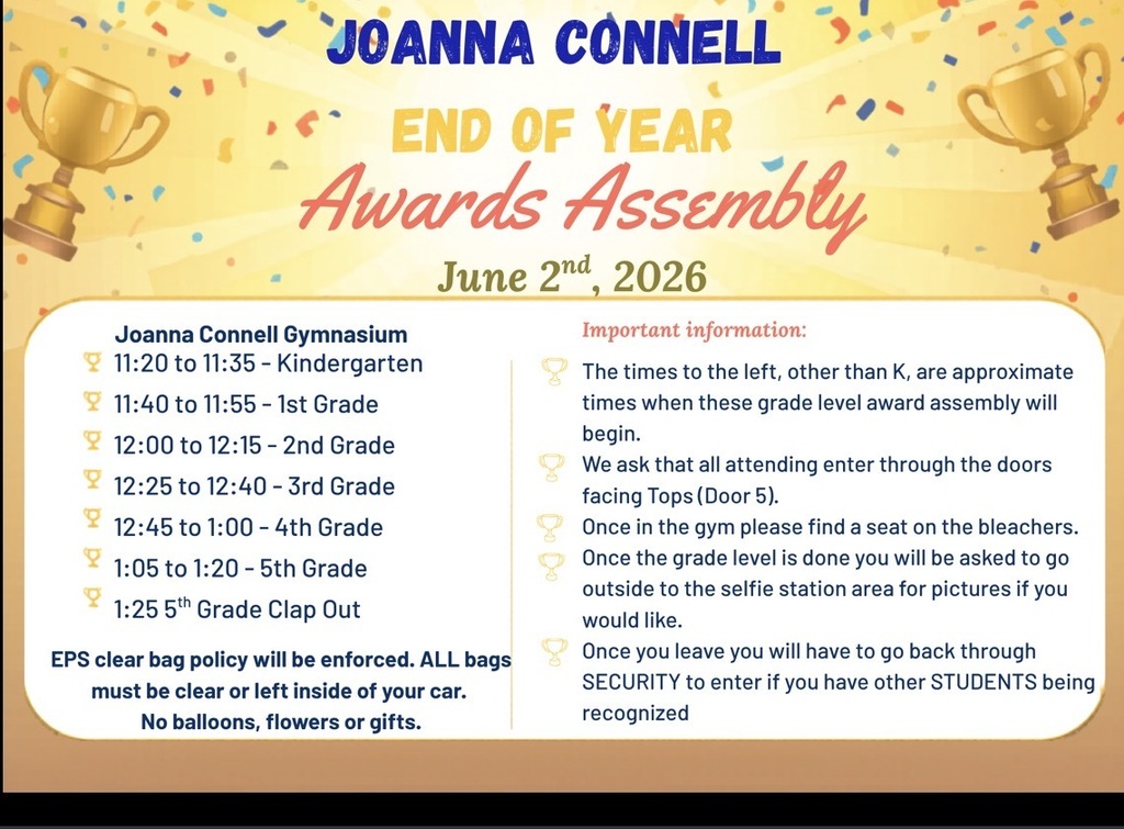 end of the year awards assembly schedule and information