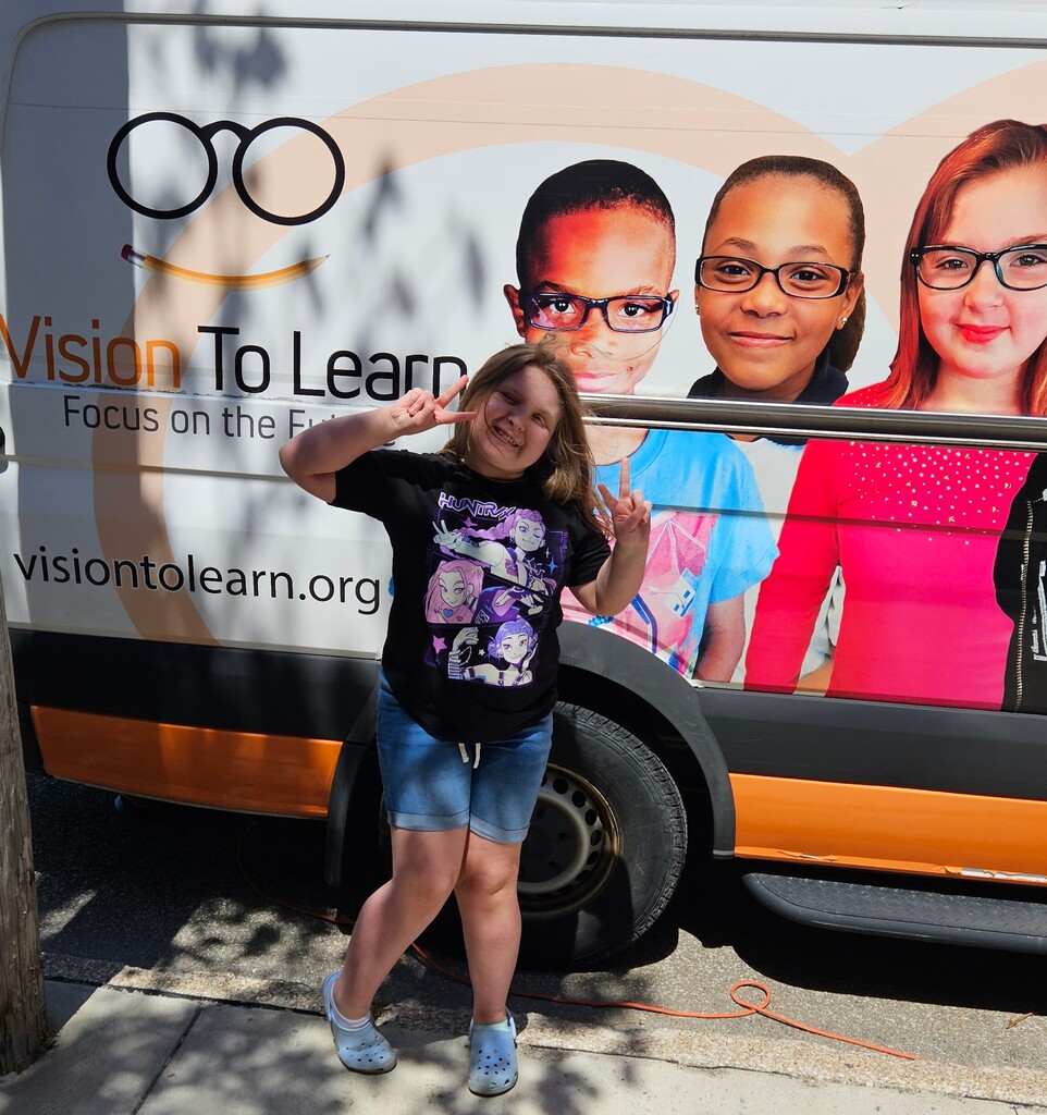 student at vision to lean mobile lab/van