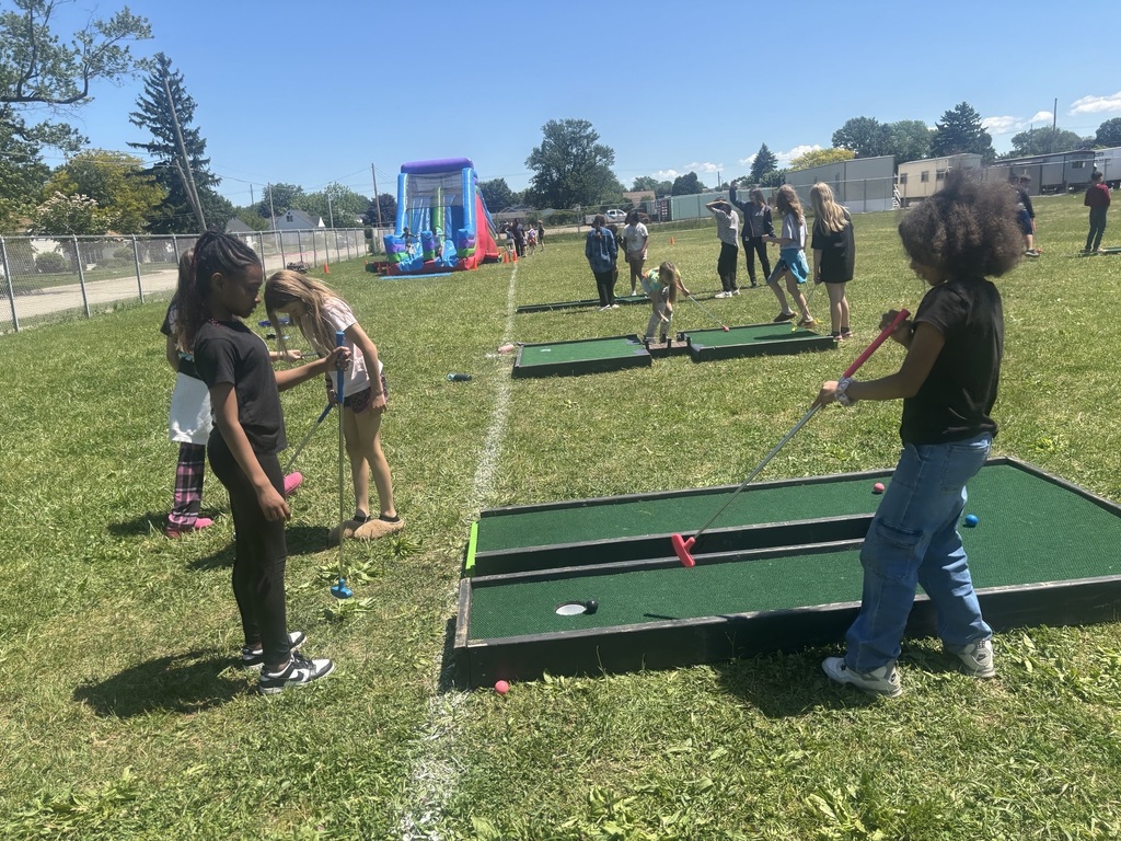 Kids at field day- mini golf